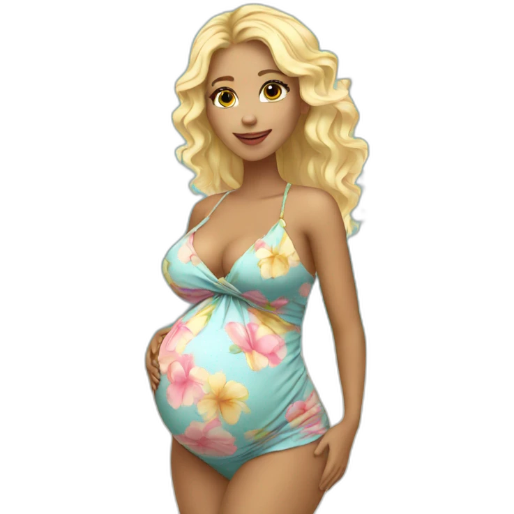 adorable pregnant blond full body women with beach-wave-hair emoji
