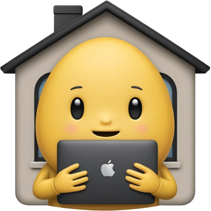 blob holding black macbook infront of home which is used in slack emoji