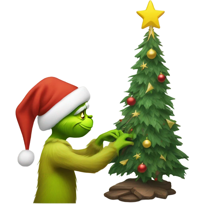 grinch putting the christmas tree up emoji