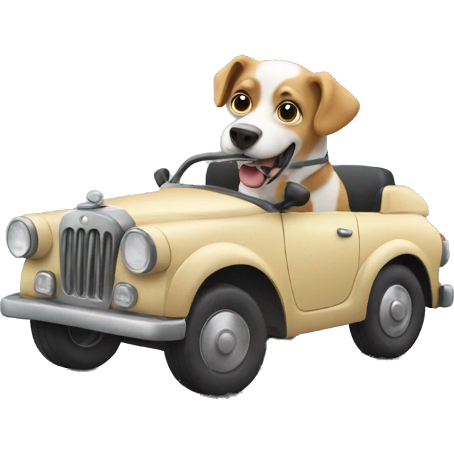 dog driving car emoji