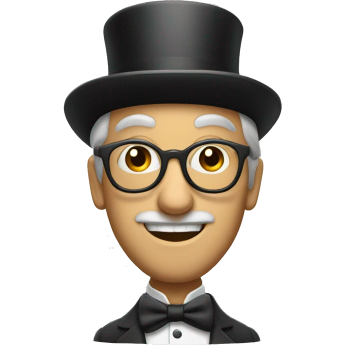Man with glasses and a top hat on with a spoon in his hand  emoji