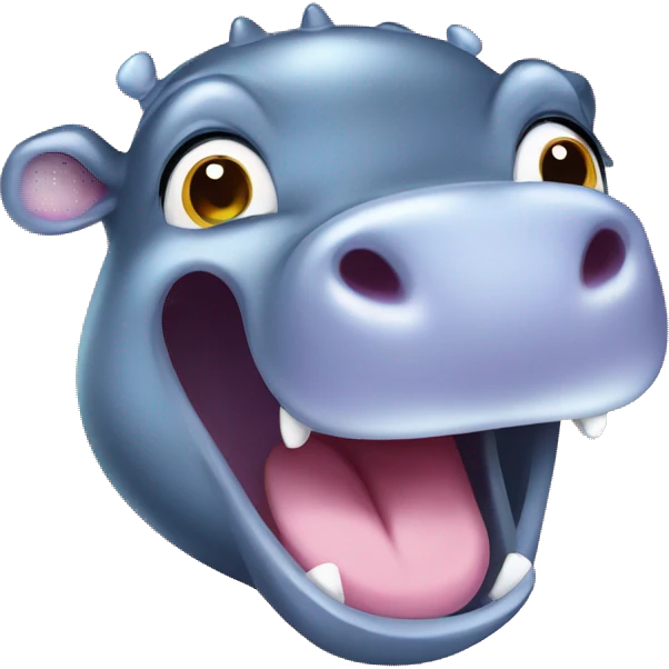 Shiny baby hippo screaming emoji