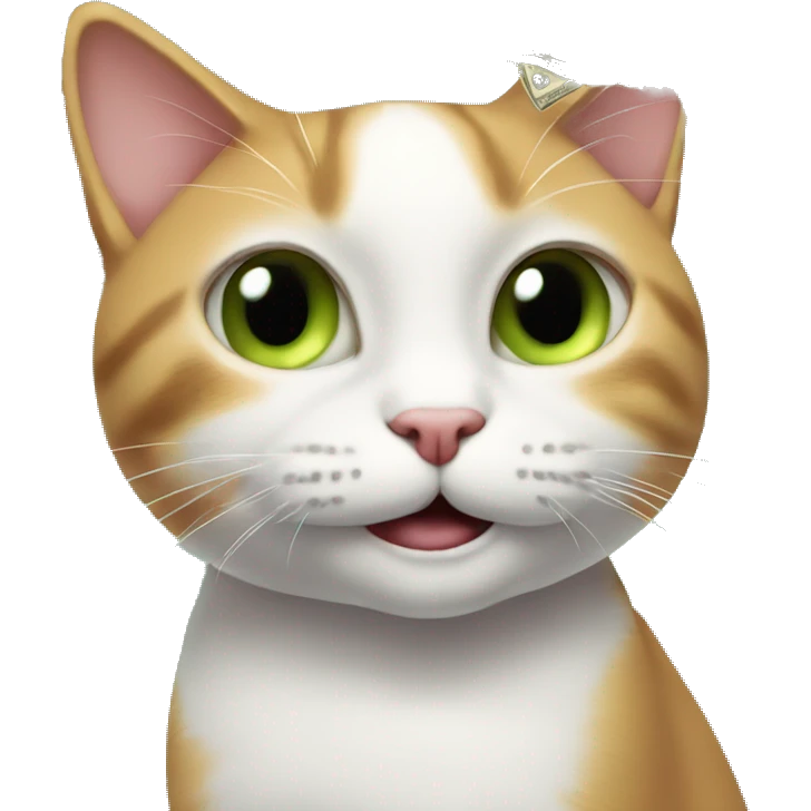 Smile face with cash eyes petting a cat emoji