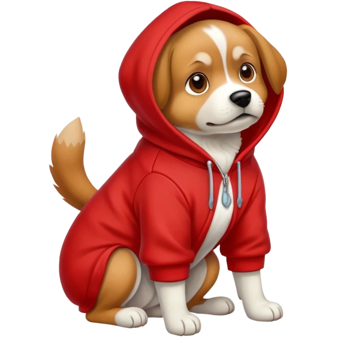Dog warring a red hoodie  emoji