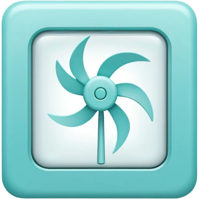a Tiny compressed Stylized light-turquoise wind symbol inside a pastel white square icon, light turquoise thick borders emoji