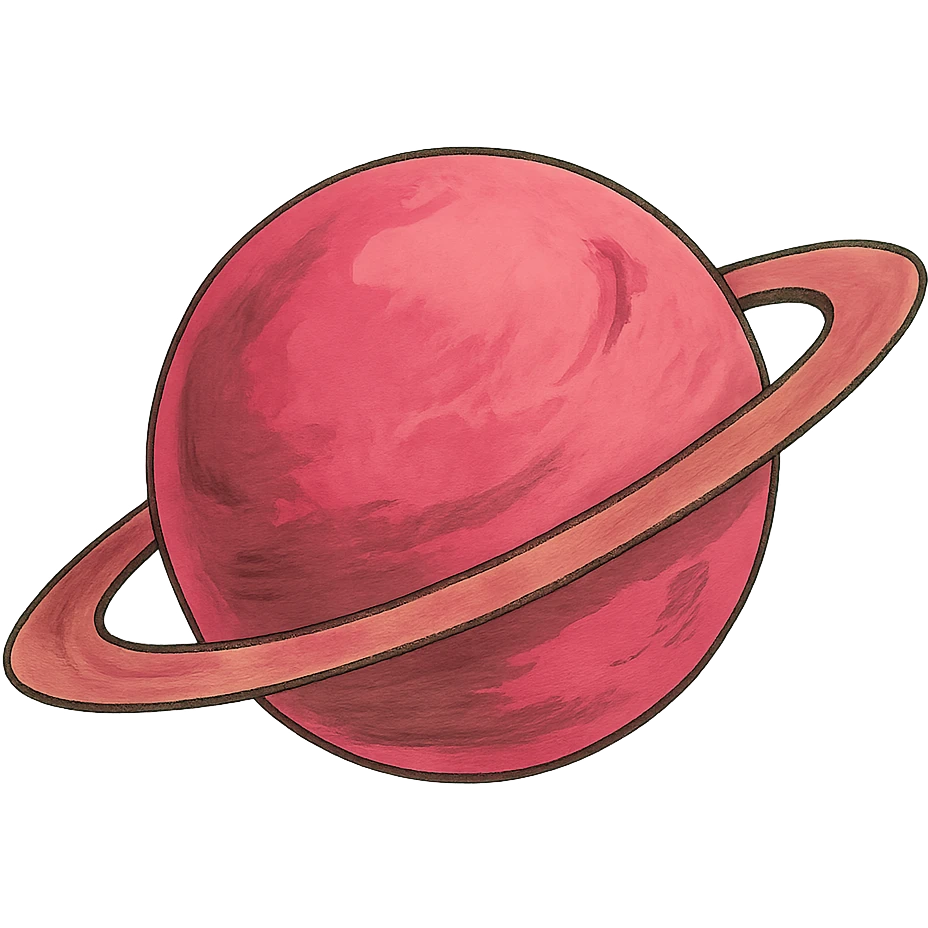 ghibli style icon of a bold pink planet emoji