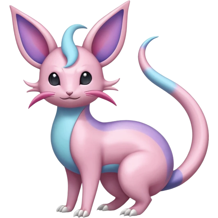 Pastel Colorful Glossy Smooth Soft Shiny Celestial Crescent Lunar Shiny Glossy Lumine Stellar Rattata-Cresselia-Milotic-Sylveon-Lunala-Noibat-Espeon-Purrloin-Fakemon-hybrid-creature (full body) emoji