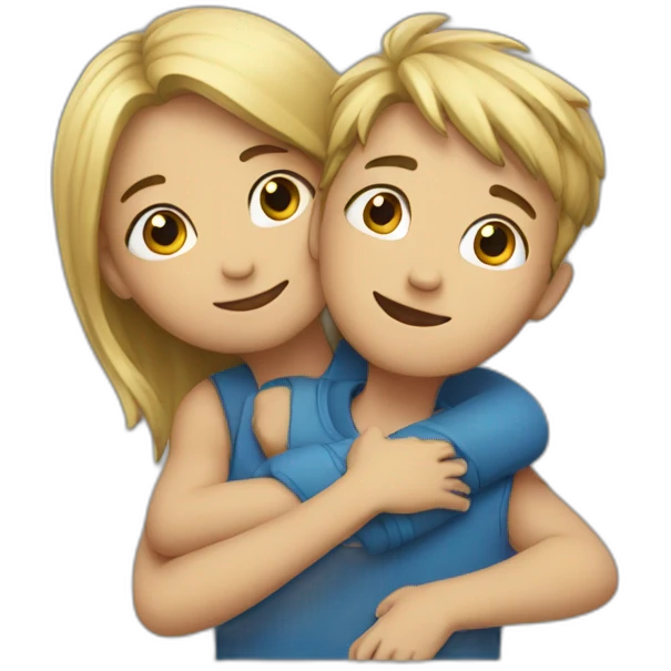 Girl and boy hug emoji