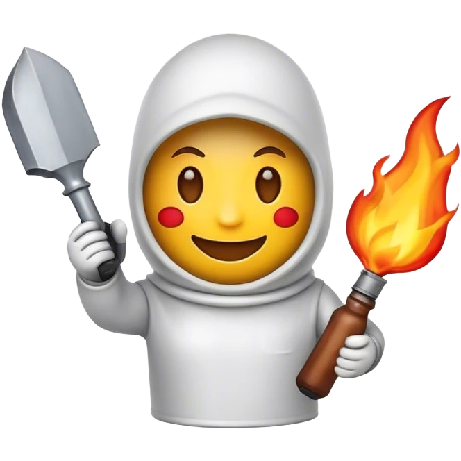 Emoji smiling and holding a Molotov  emoji