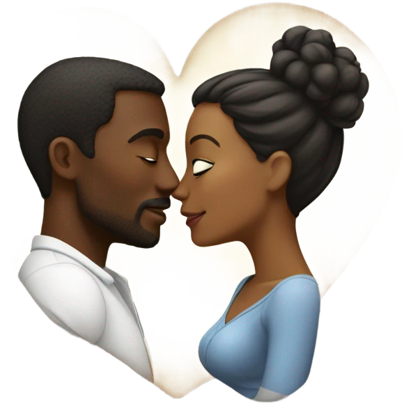 Black husband and wife in a heart kiss emoji