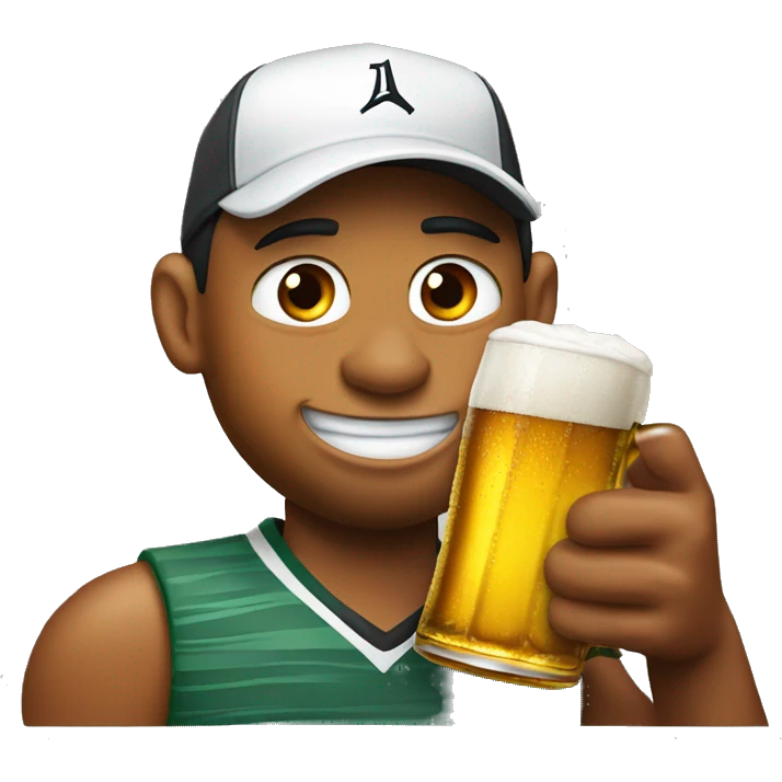 Tiger Woods with a beer emoji