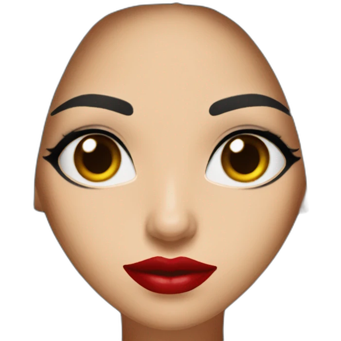 woman dark eyes spanish black haired long hair split in the middle red lips emoji