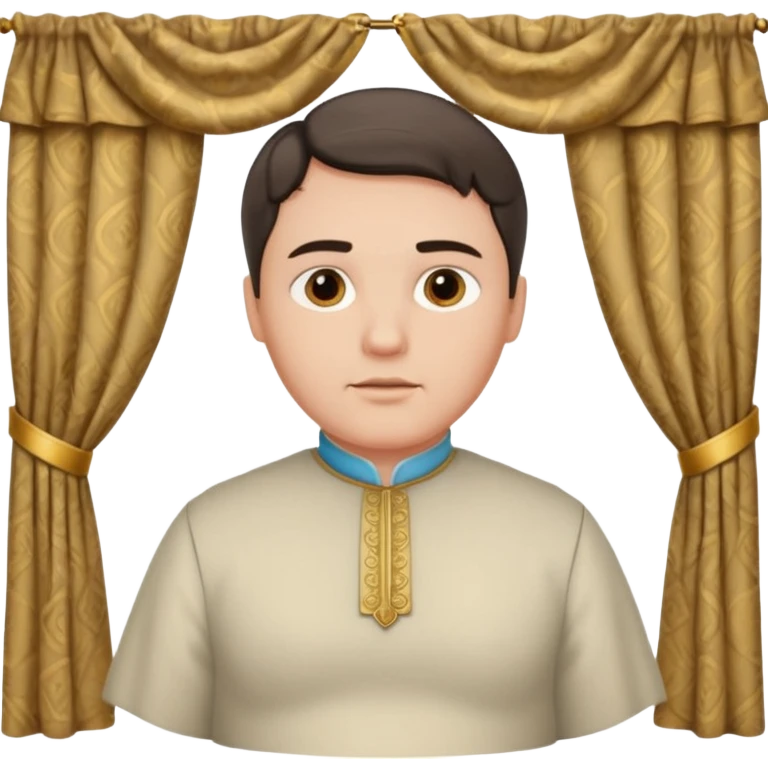 pregnant man with parted middle hair (curtains)   and in a roman collar  emoji