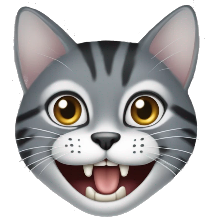 Le chat rigole, avec sourire de l’humain, avec les dents comme chez humain, ouvre sa bouche très fort  emoji