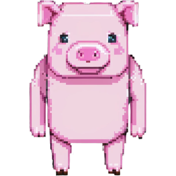 Minecraft pig, full body, pink blocky animal with square head emoji