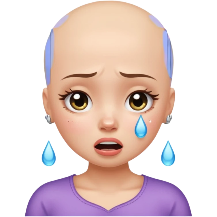 a pretty bratz fair bald girl crying  emoji