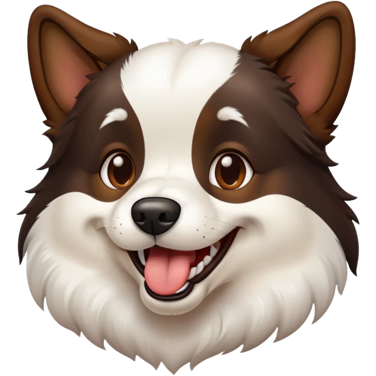 Dark brown and white hair dog panting emoji