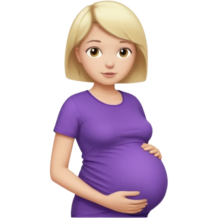 pregnant female with short hair, purple shirt, abdomen-head-neck, blond emoji