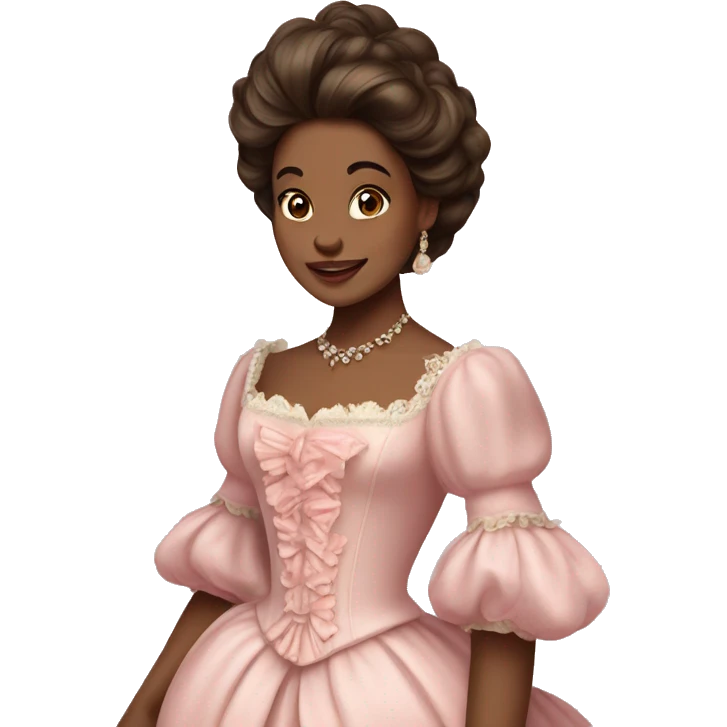 vintage rococo brown skin and brunette woman in a light pink gown  emoji