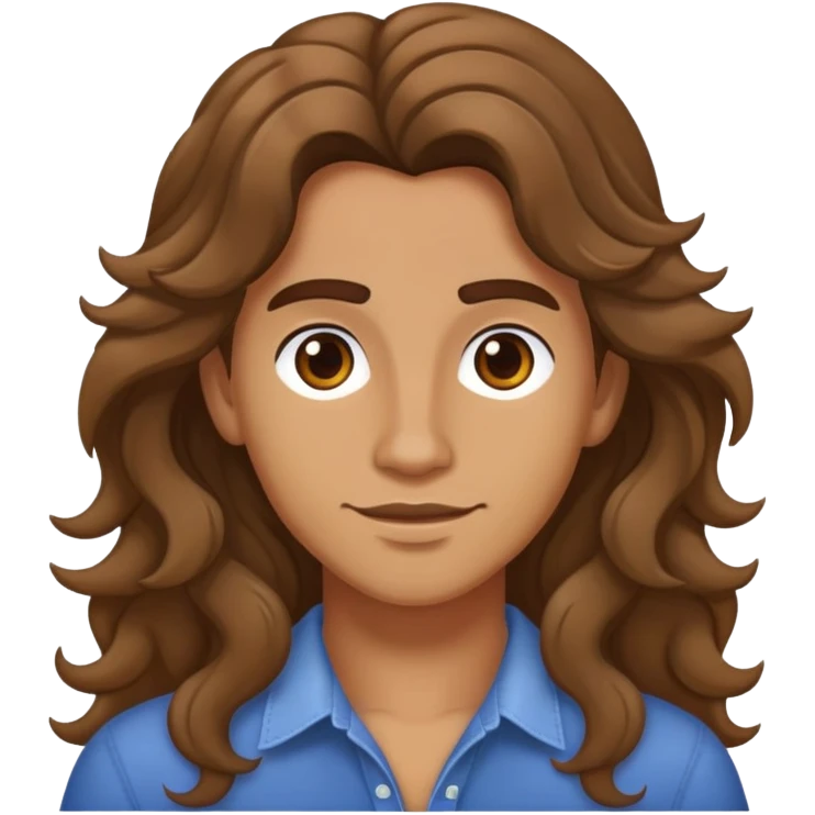 brown masc lesbian with long wavy hair emoji