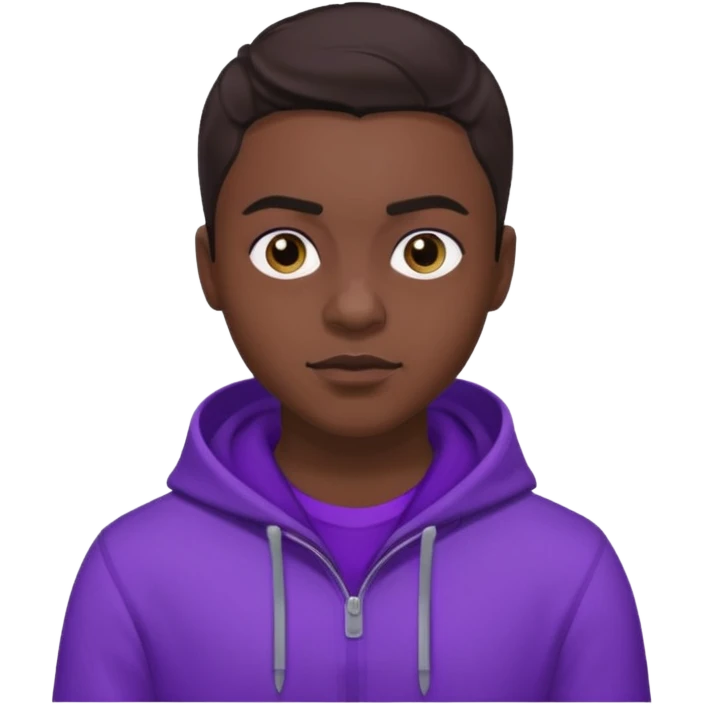 Quincy Brown with dark brown hair, purple outfit emoji