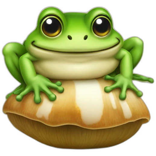 Une grenouille mignonne sur un champignon emoji