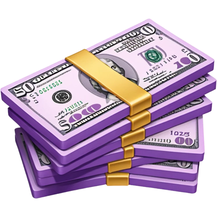 billetes en 3d morados en png emoji