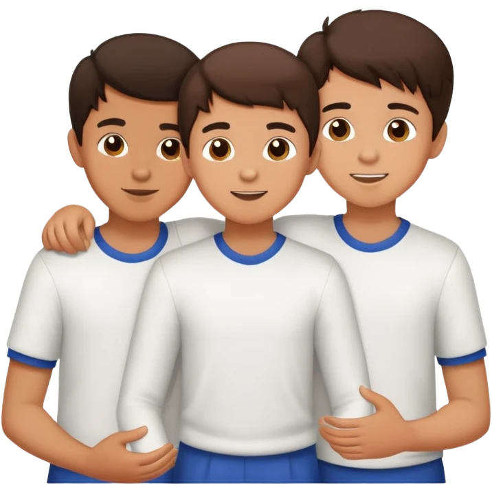 Three young brunette brothers playing together  emoji