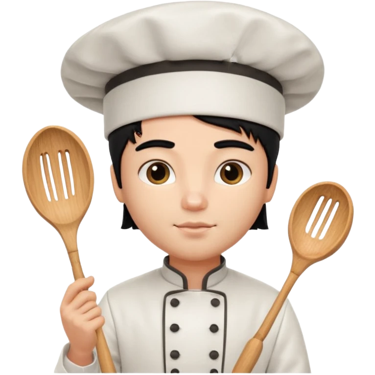 a pretty male bratz chef, black hair. fair emoji