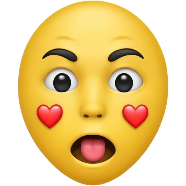 Yellow face emoji with black ball gag in mouth, sweating down face and hearts in eyes emoji