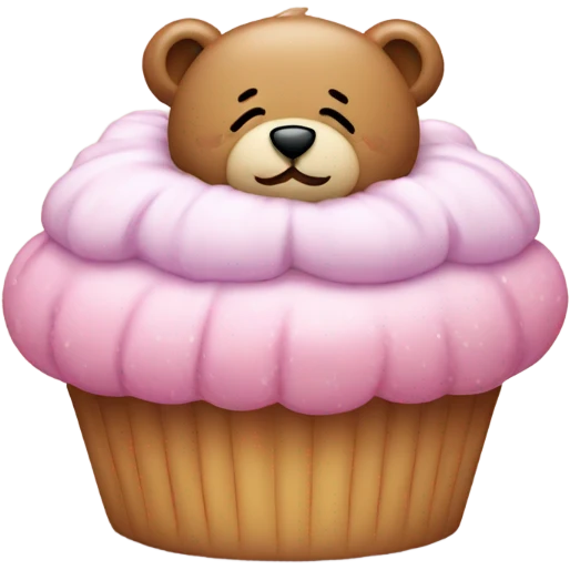 Sleeping teddy bear with cupcake on its head emoji