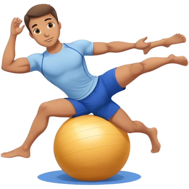 fit man with blue shorts stability-ball balance emoji