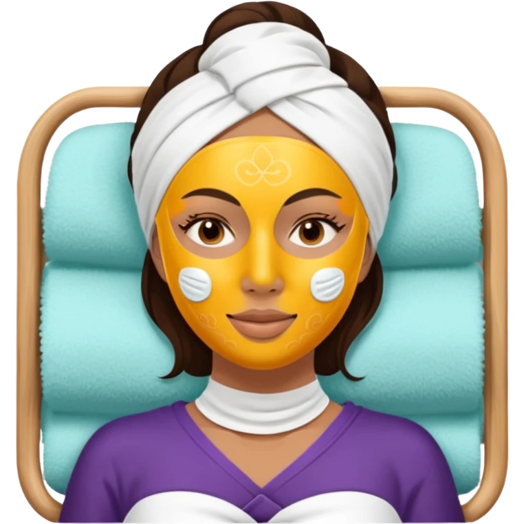 Lady with face mask spa beauty full face relaxing emoji