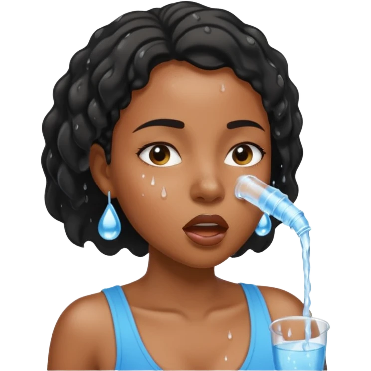 black lady spitting out water emoji