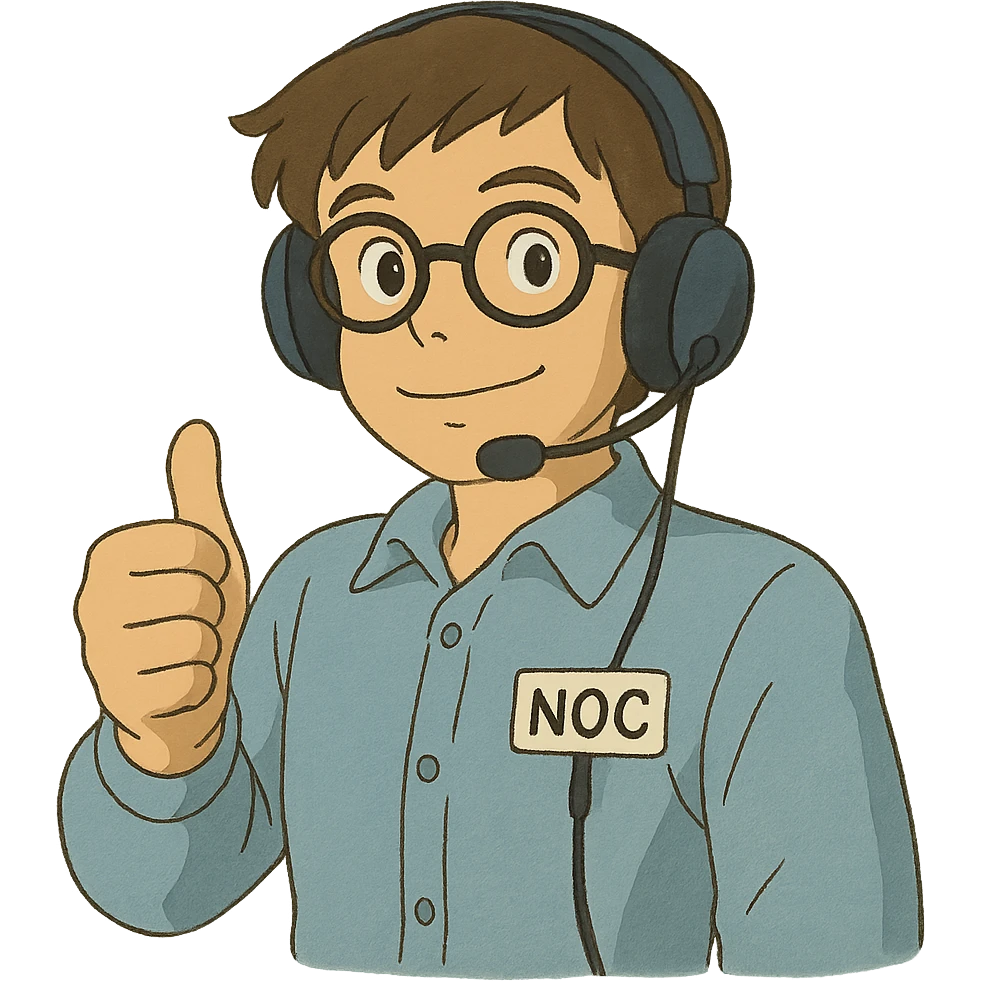 ghibli style NOC technician giving a thumbs up emoji