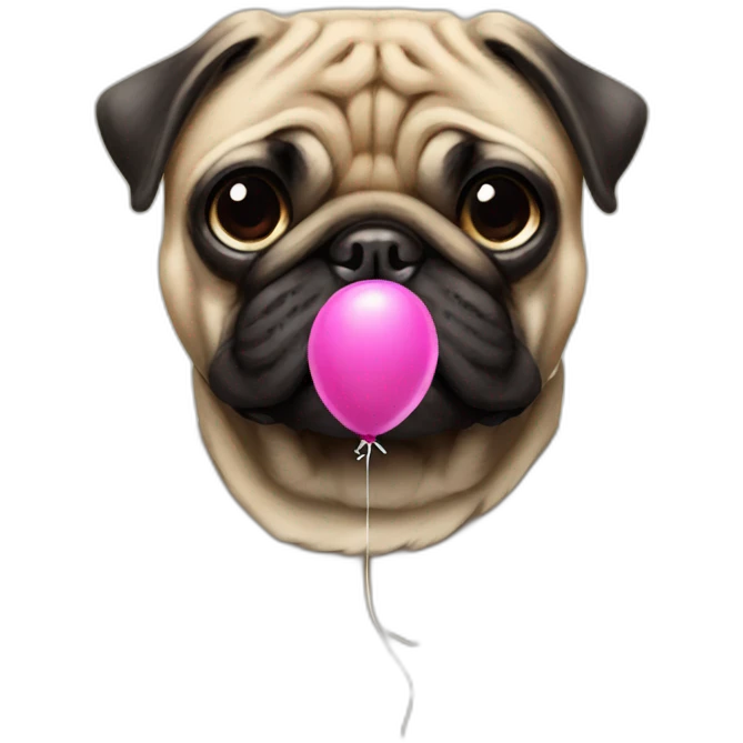 balloon tied to pug emoji