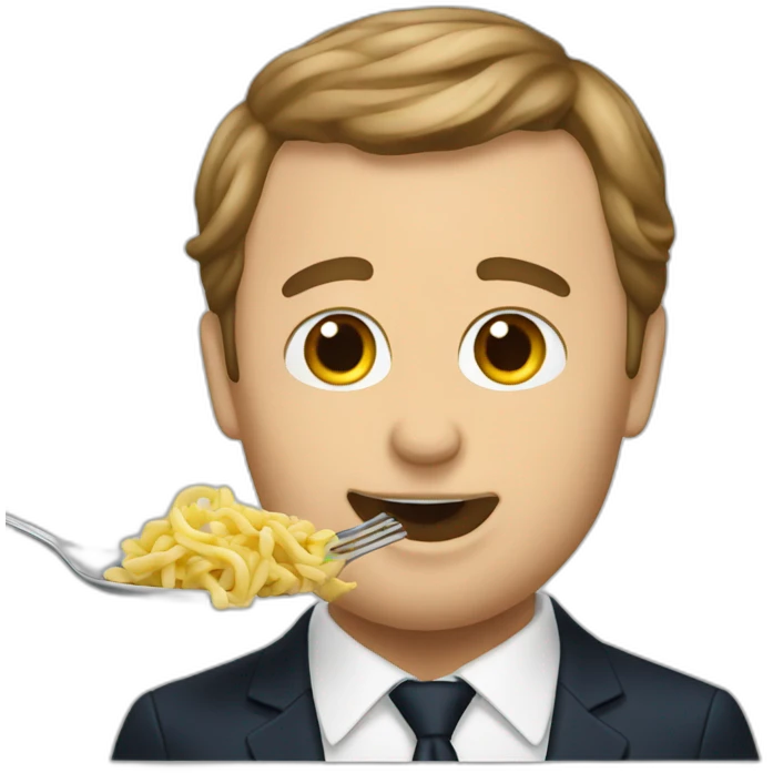 Macron eating pasta emoji