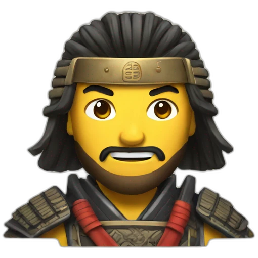 Epic Samurai with a flat smiling emoji emoji