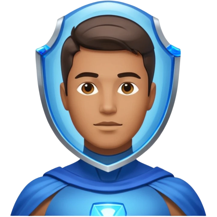 man with blue transparent shield emoji