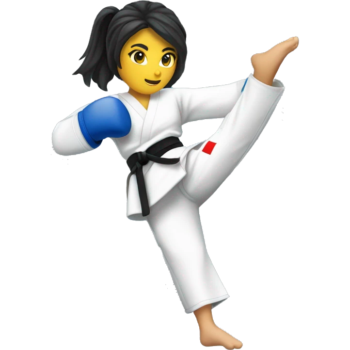 taekwondo blue belt female kick emoji