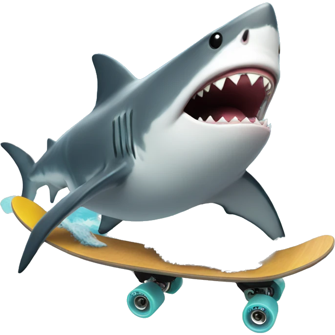 A shark finding a skateboard in the ocean  emoji