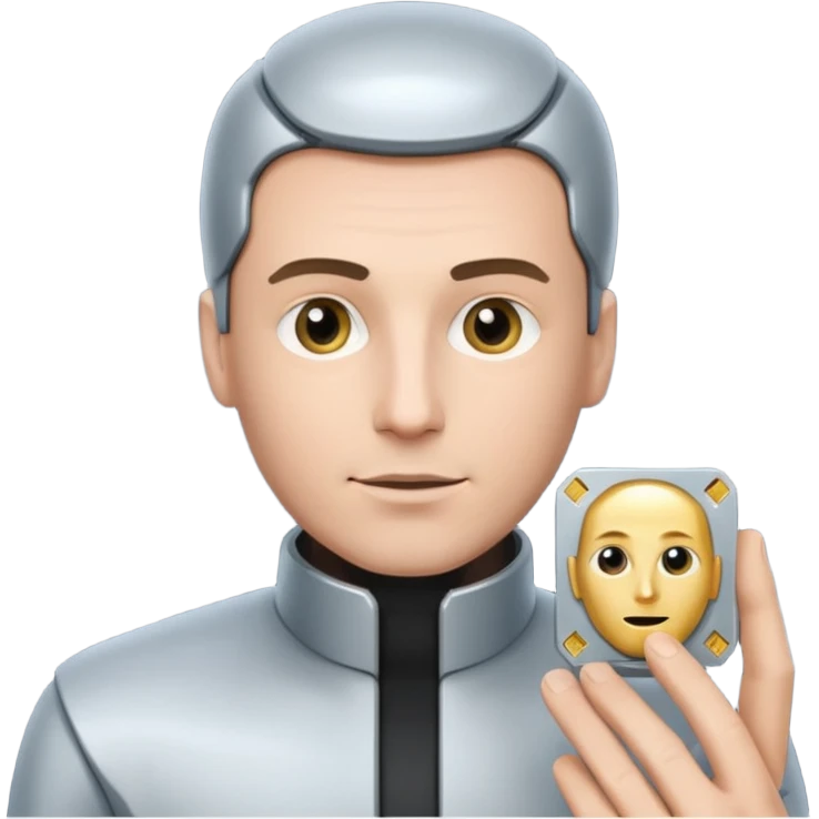 a man with a small AI chip next to him emoji
