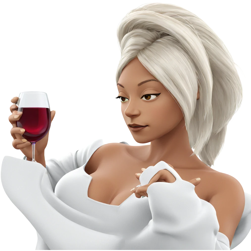 girl enjoying a glass of wine emoji