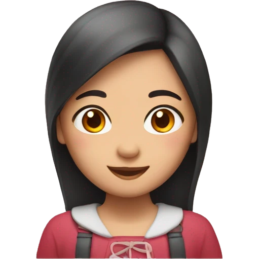 Asian girl with hearts emoji