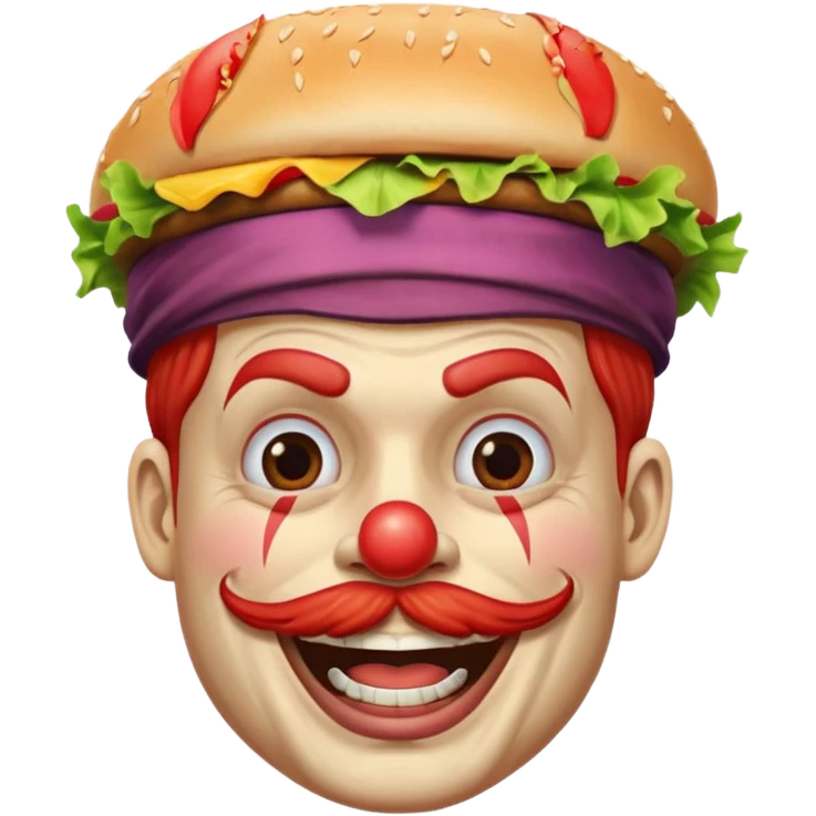 Клоун пират с бургером на голове вместо парика emoji