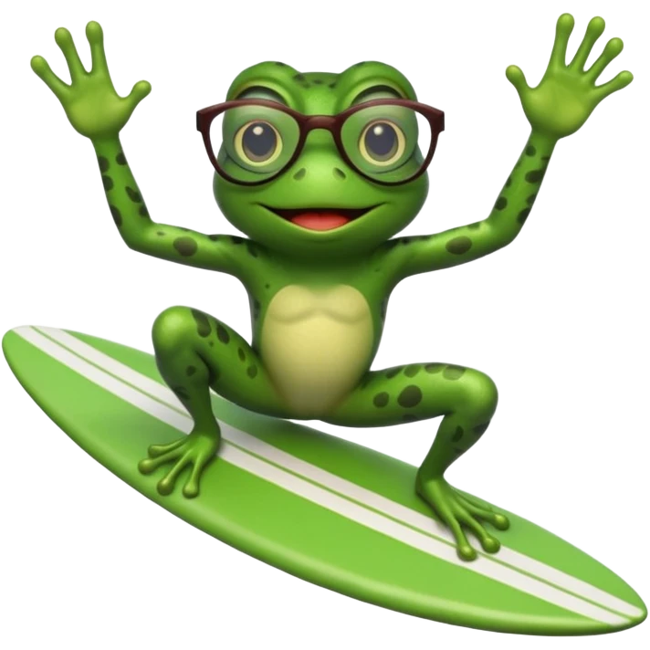 Frog with glasses on a surfboard  emoji
