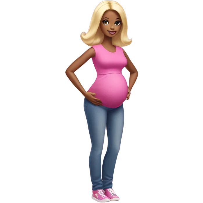 Pregnant Barbie kneeling emoji