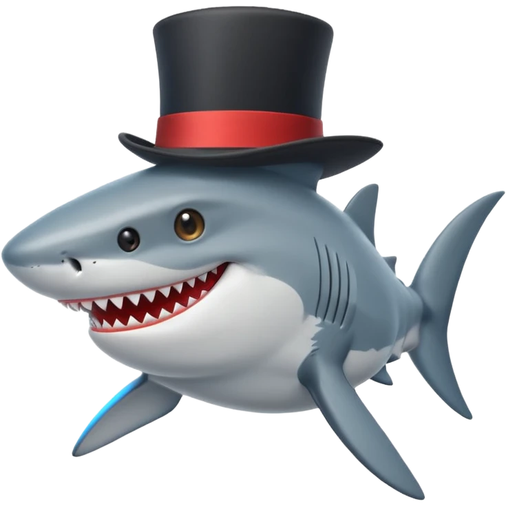 Shark with a top hat emoji
