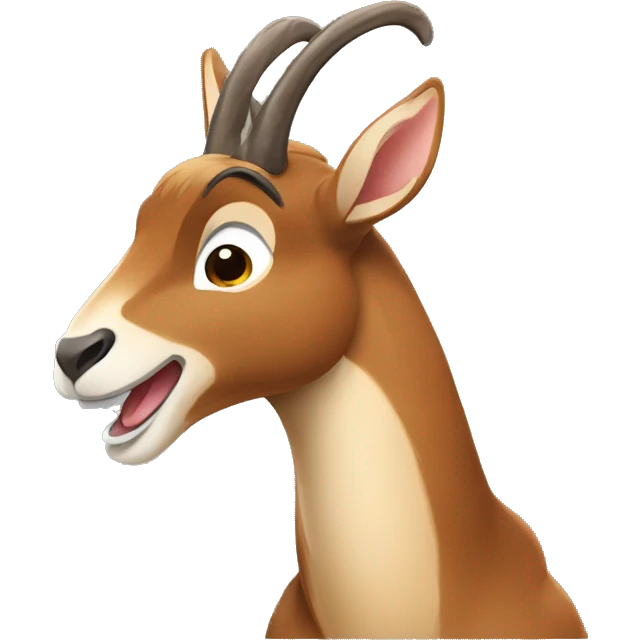 happy smiling brown chamois pointing to the left with his hoof emoji