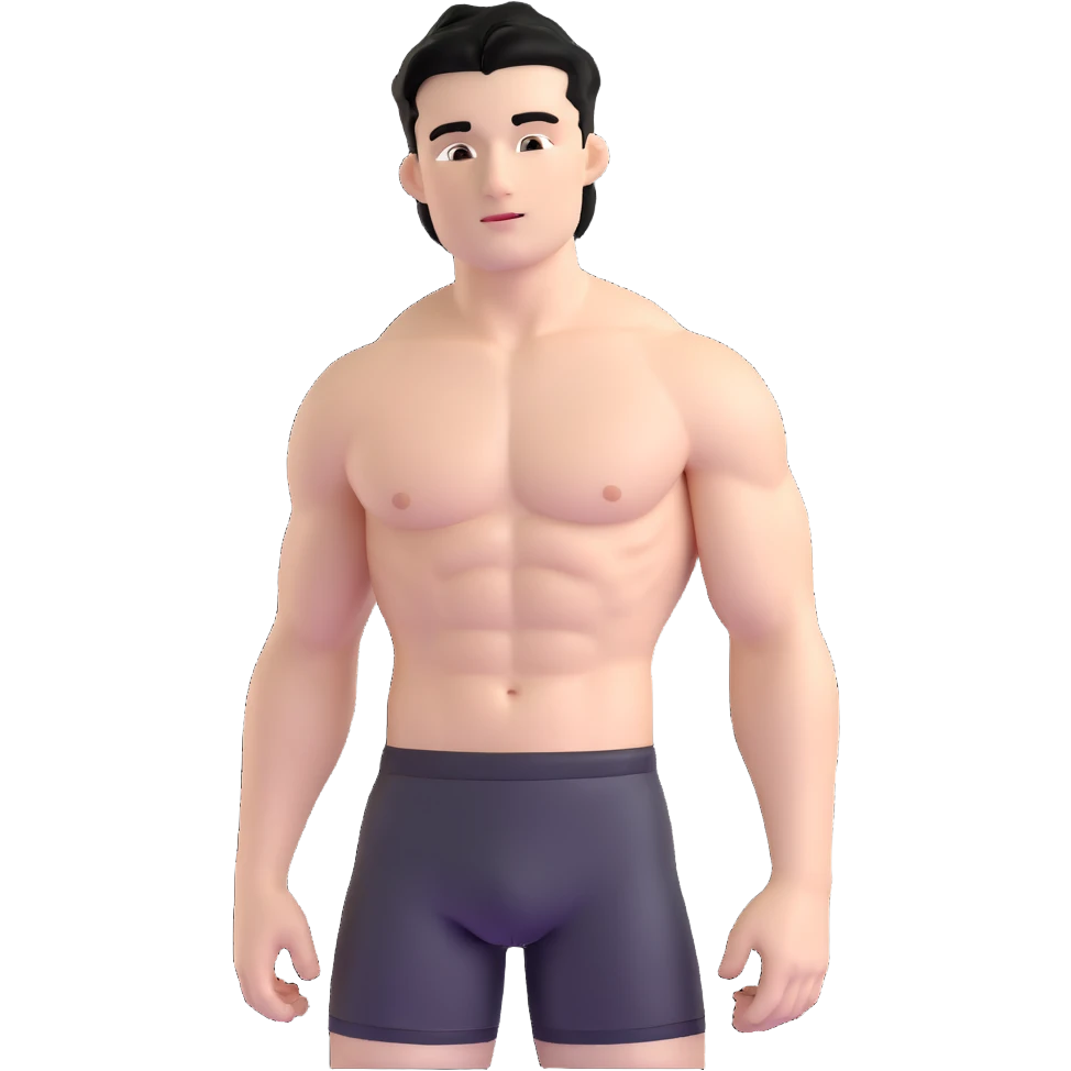 shirtless male athlete with white skin and slightly wavy black hair on top with shaved sides emoji